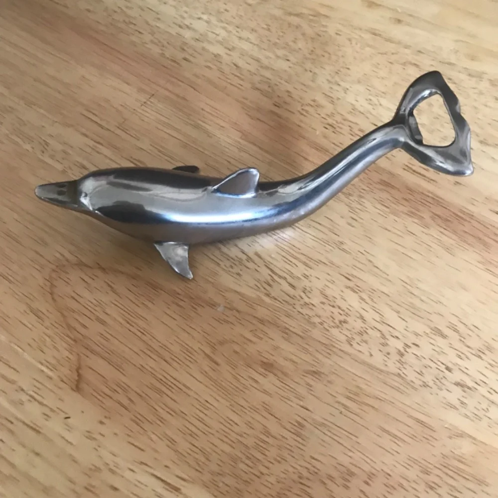 Vintage Chrome Dolphin Shaped Bottle Opener